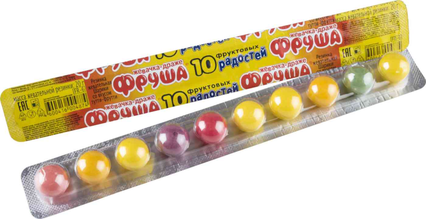 Жевательная резинка Фруша 10 фруктовых радостей со вкусом Тутти-фрутти