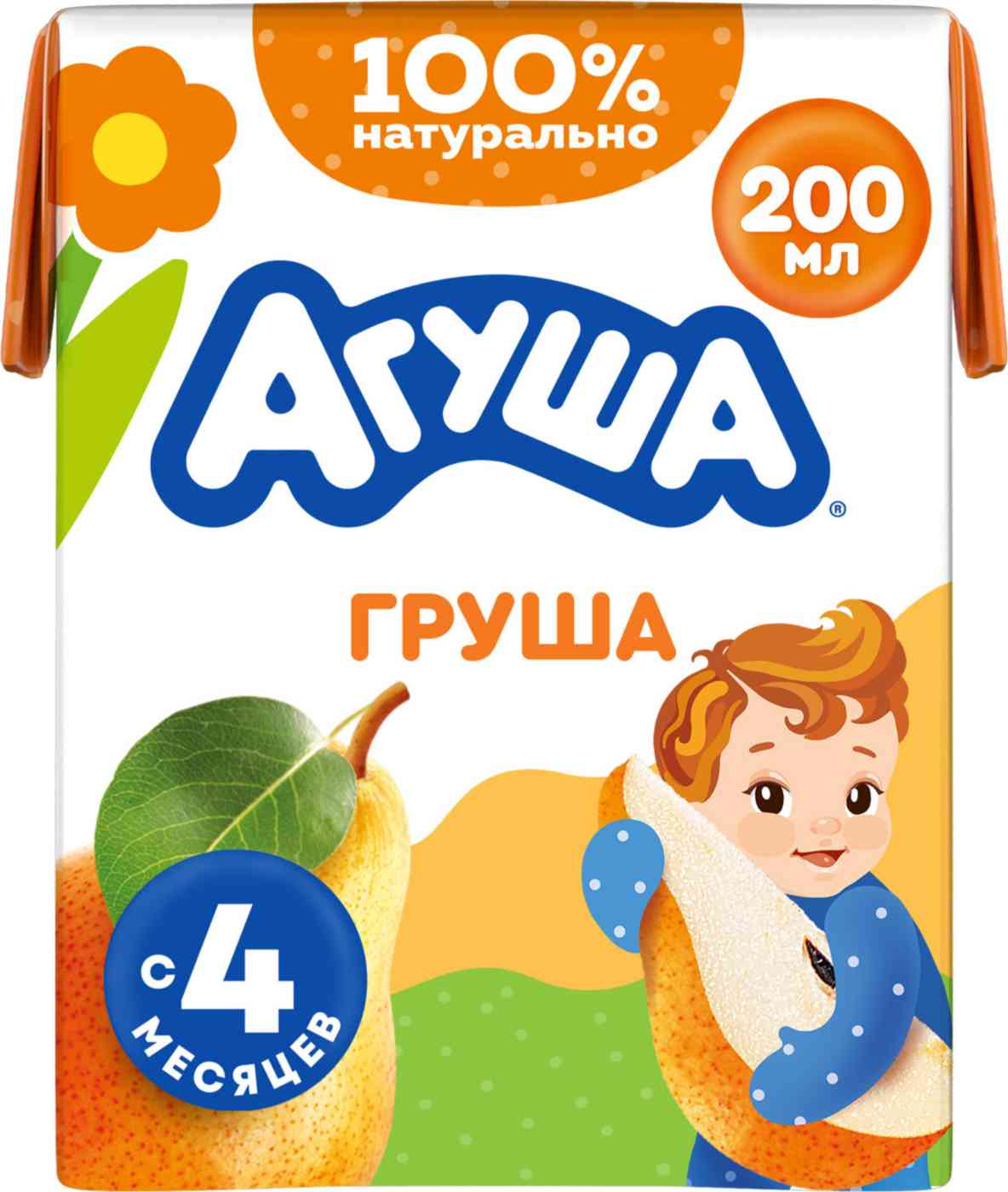 Сок детский осветлённый Агуша груша с 4 месяцев