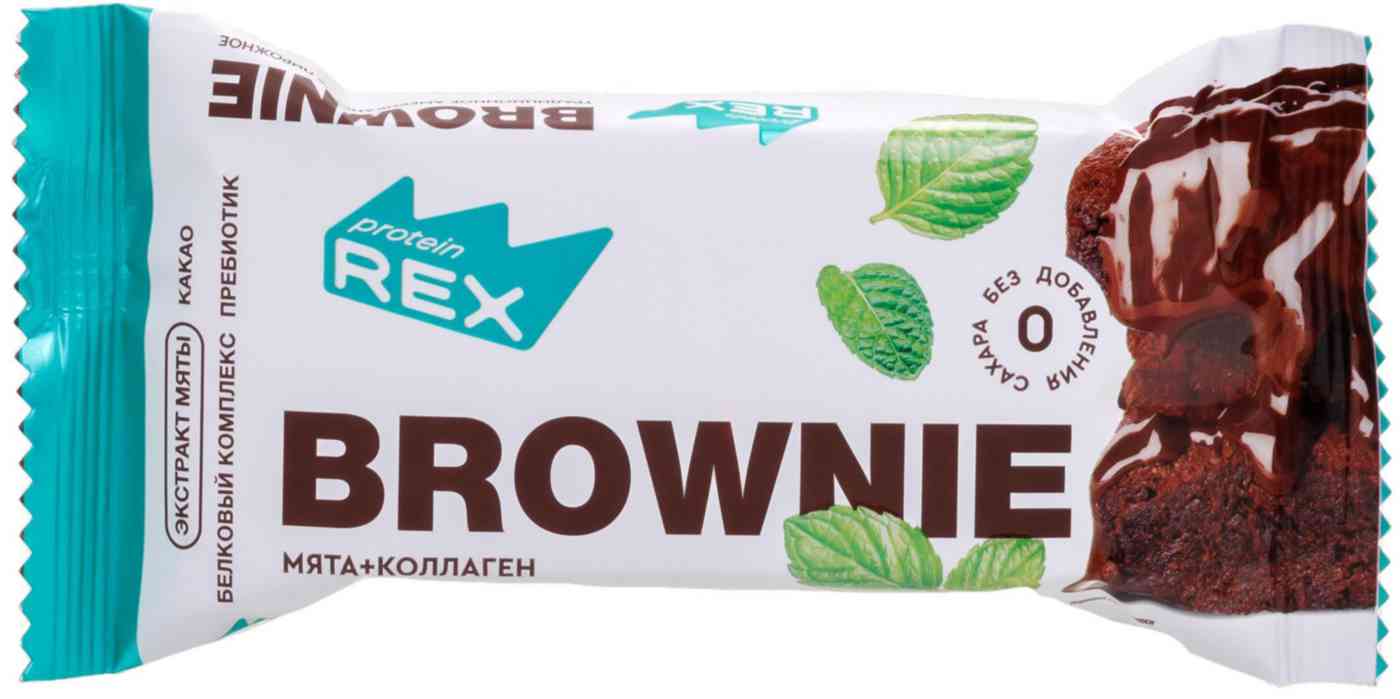 Брауни протеиновый ProteinRex мята + коллаген