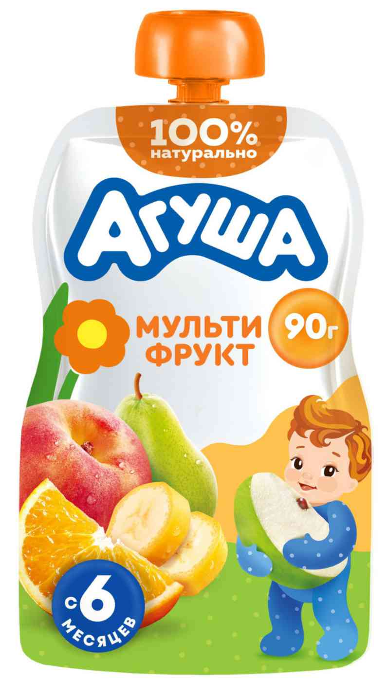 Пюре фруктовое Агуша мультифрукт с 6 месяцев