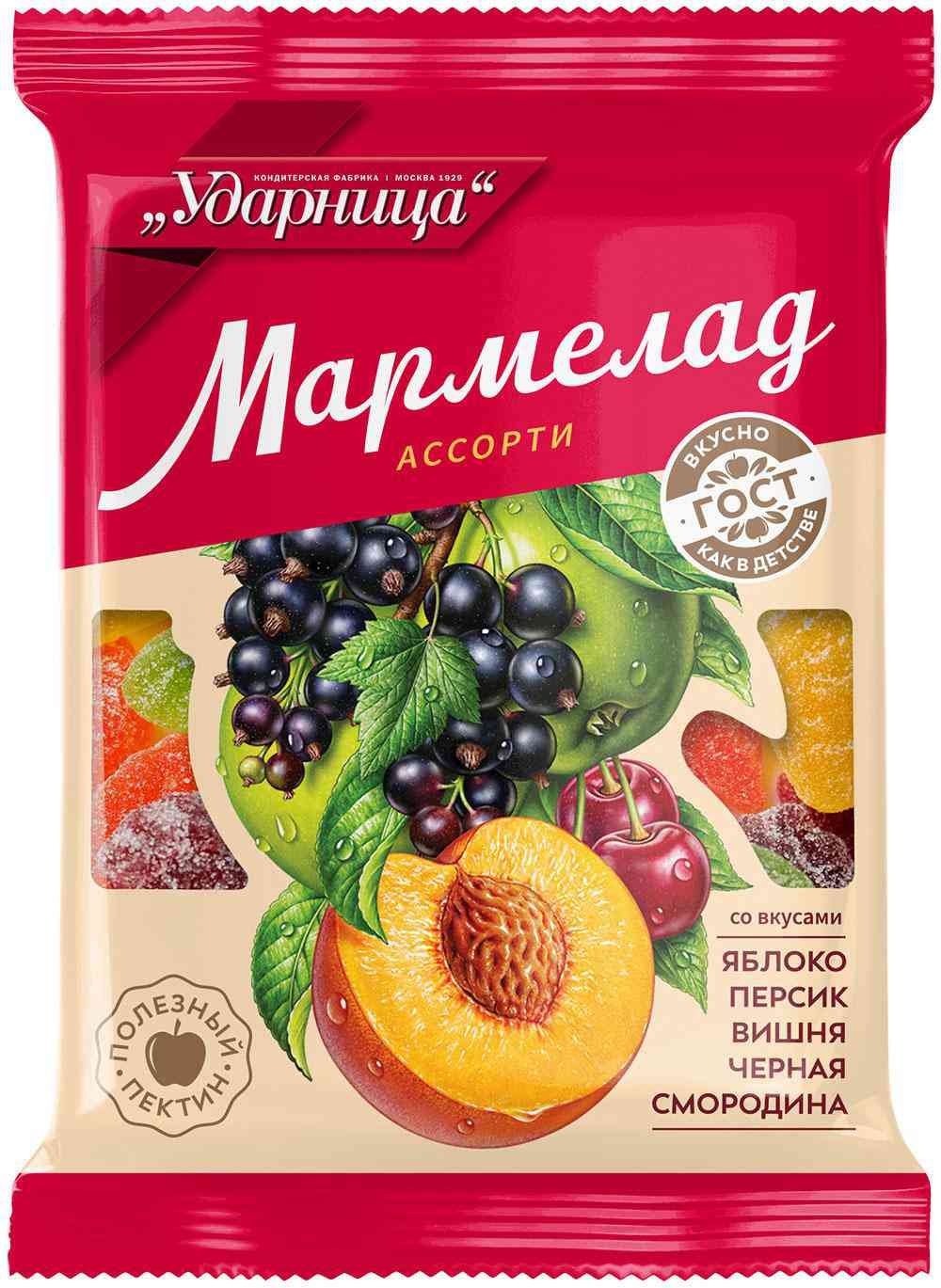 Мармелад Ударница Яблоко-персик-вишня