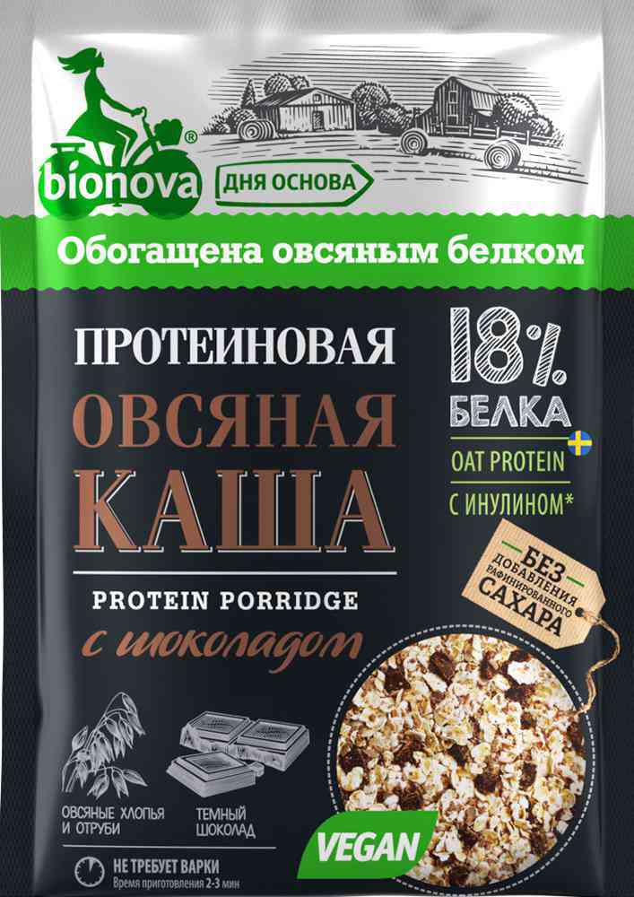Каша овсяная протеиновая Bionova с шоколадом