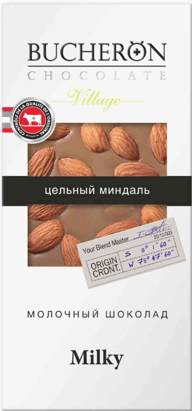 Шоколад молочный Bucheron Village с цельным миндалем