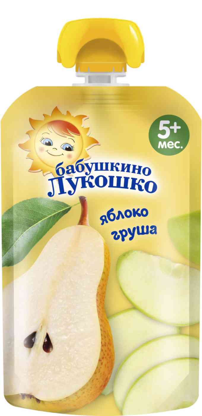 Пюре Бабушкино Лукошко Груша, яблоко, с 5 месяцев
