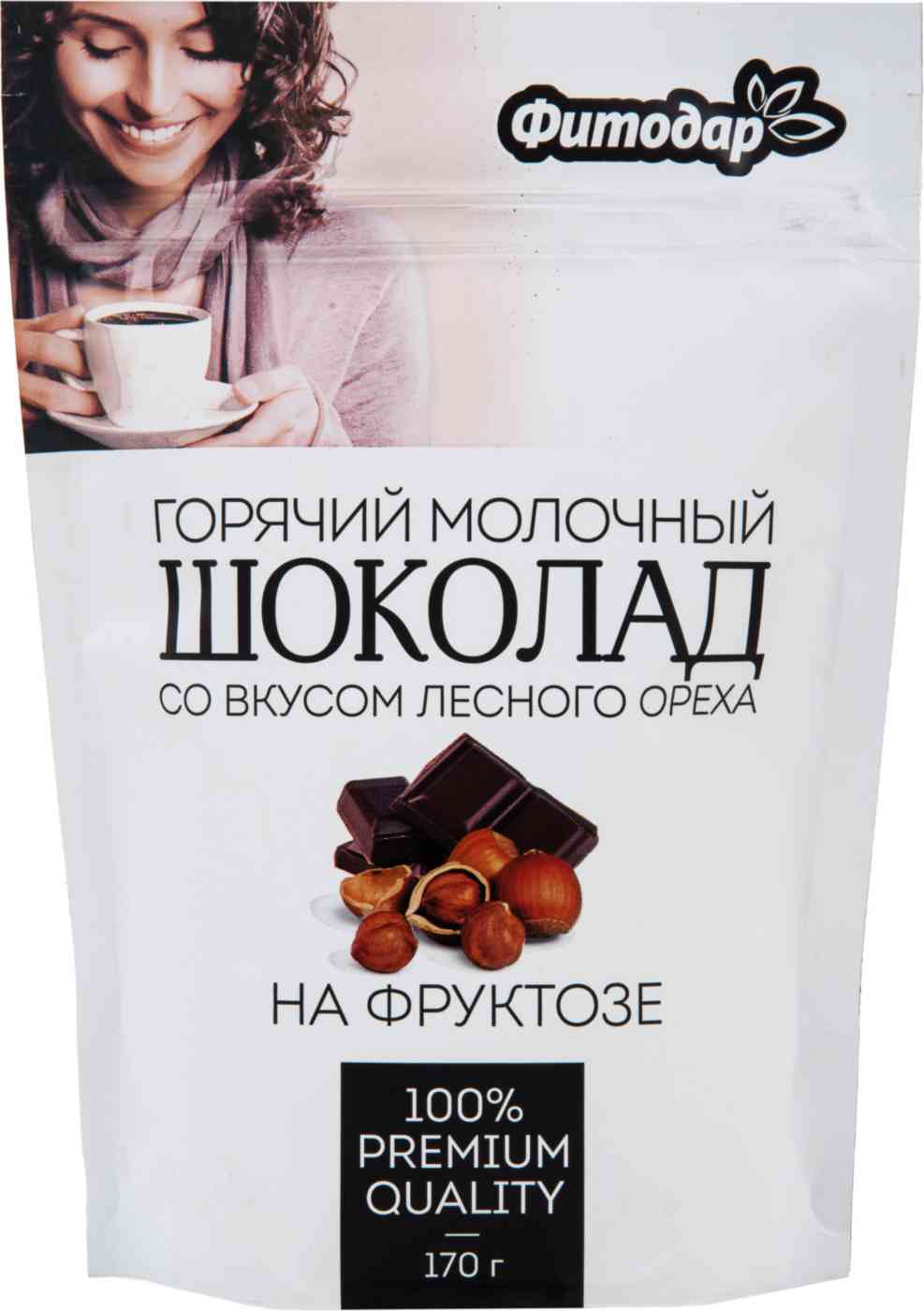 Горячий шоколад молочный Фитодар со вкусом лесного ореха, на фруктозе