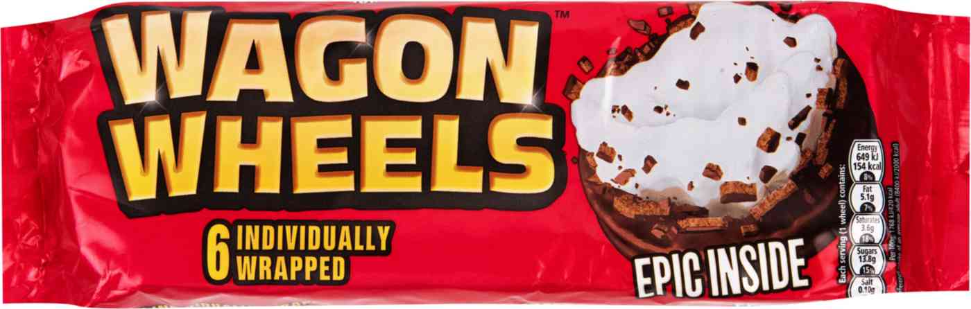 Печенье бисквитное Wagon wheels с суфле покрытое глазурью с ароматом Шоколада