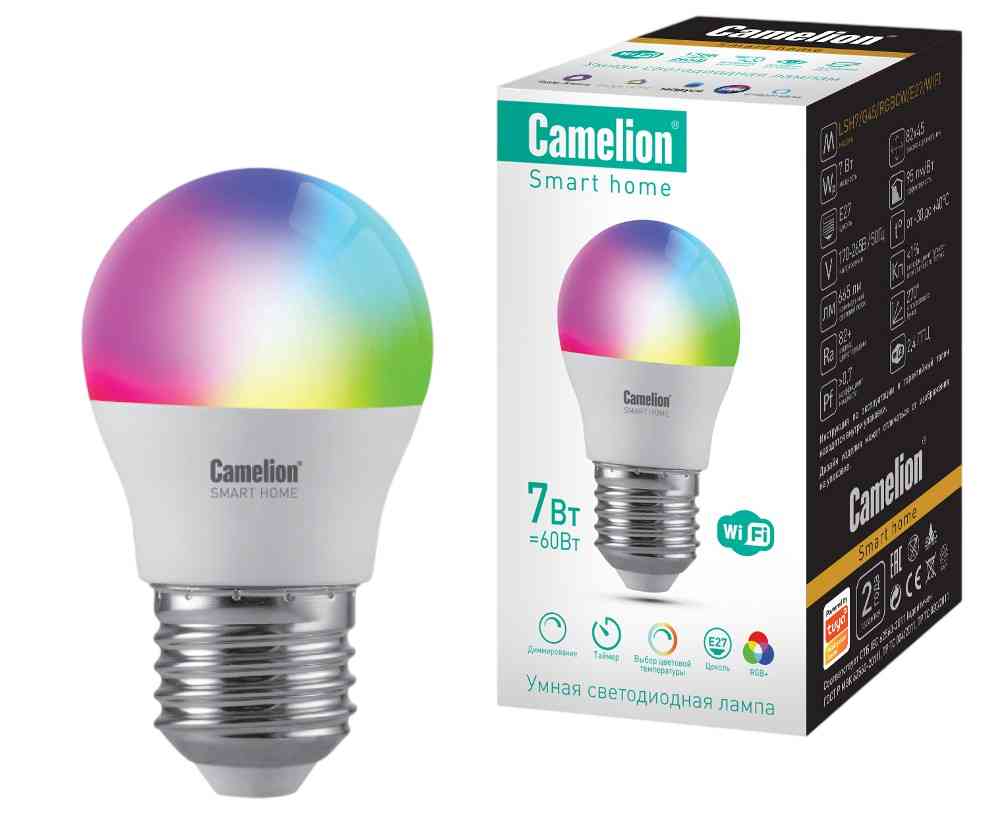 Умная лампа светодиодная Camelion Smart Home E27 RGB шар