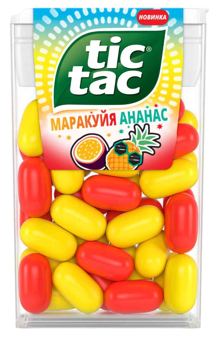 Освежающее драже конфеты Tic Tac маракуйя-ананас