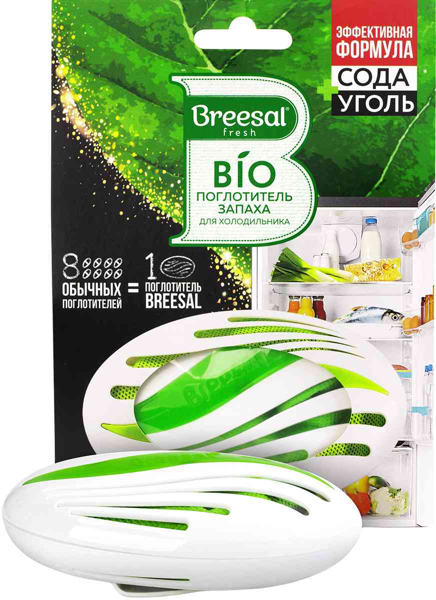 Био-поглотитель запаха для холодильников Breesal на 30 дней уголь+сода