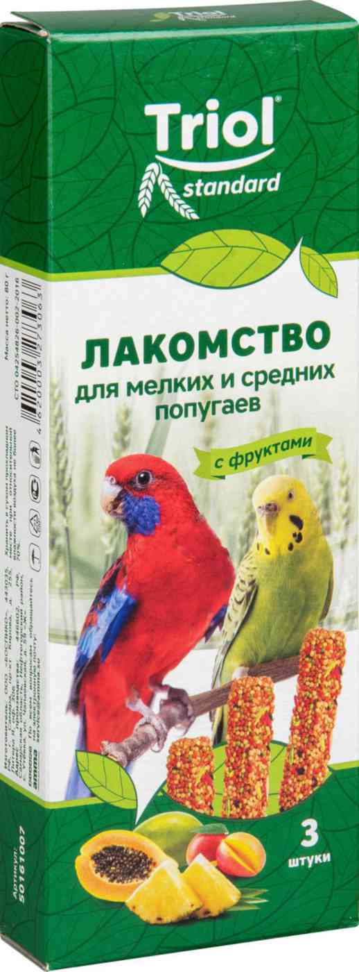 Лакомство для мелких и средних попугаев Triol с фруктами