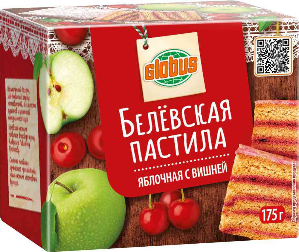 Белевская пастила яблочная Глобус с вишней