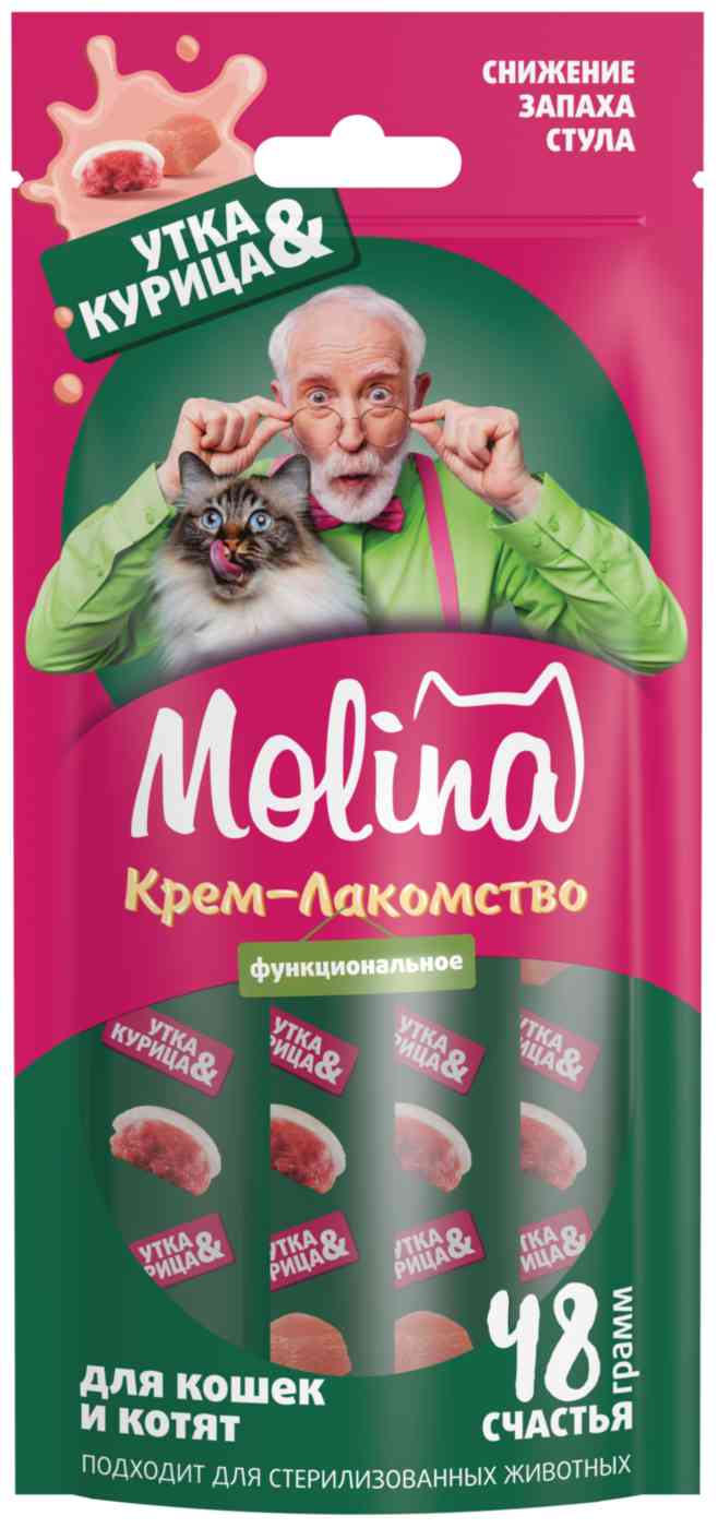 Крем-лакомство для кошек и котят функциональное Molina Утка & Курица