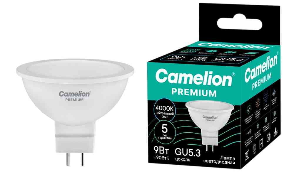 Лампа светодиодная Camelion GU5.3 нейтральный свет, софит