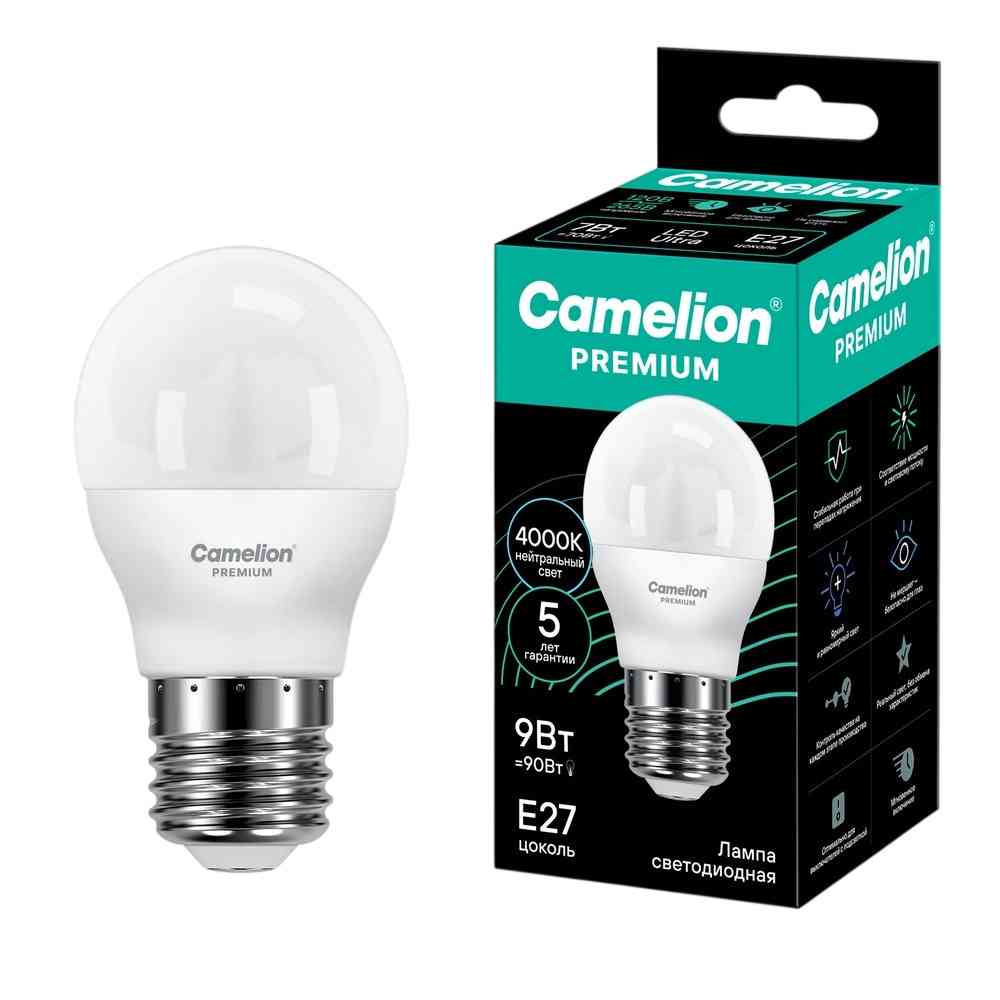 Лампа светодиодная Camelion E27 нейтральный свет, шар