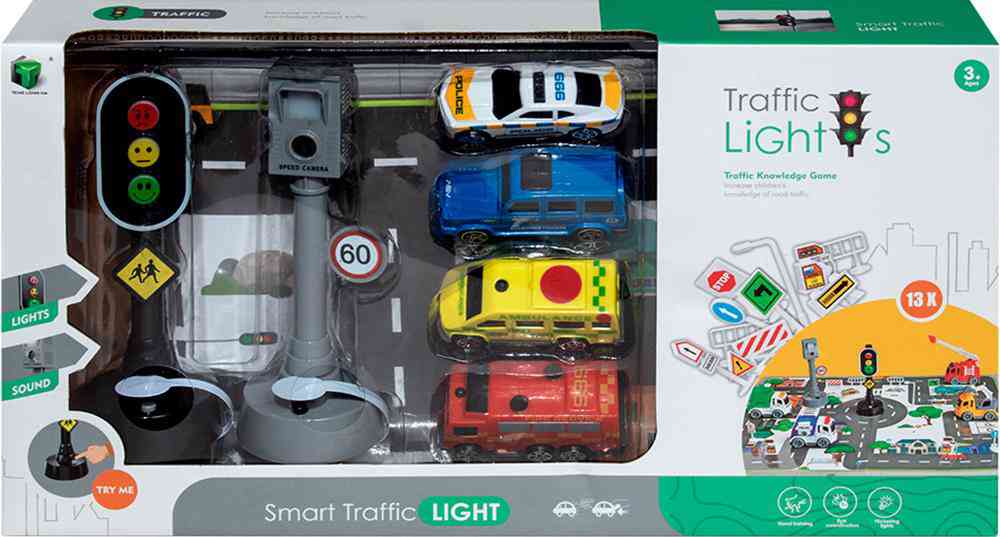 Игровой набор с машинками Maya Toys Светофор и дорожные знаки