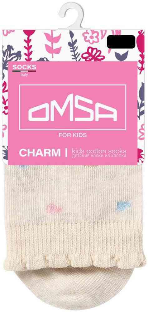 Носки детские Omsa for kids Сердечки с люрексом цвет: молочный меланж