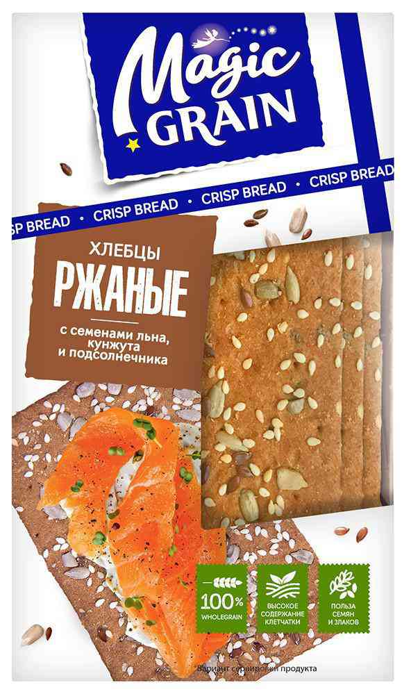 Хлебцы ржаные Magic Grain с семенами льна, кунжута и подсолнечника