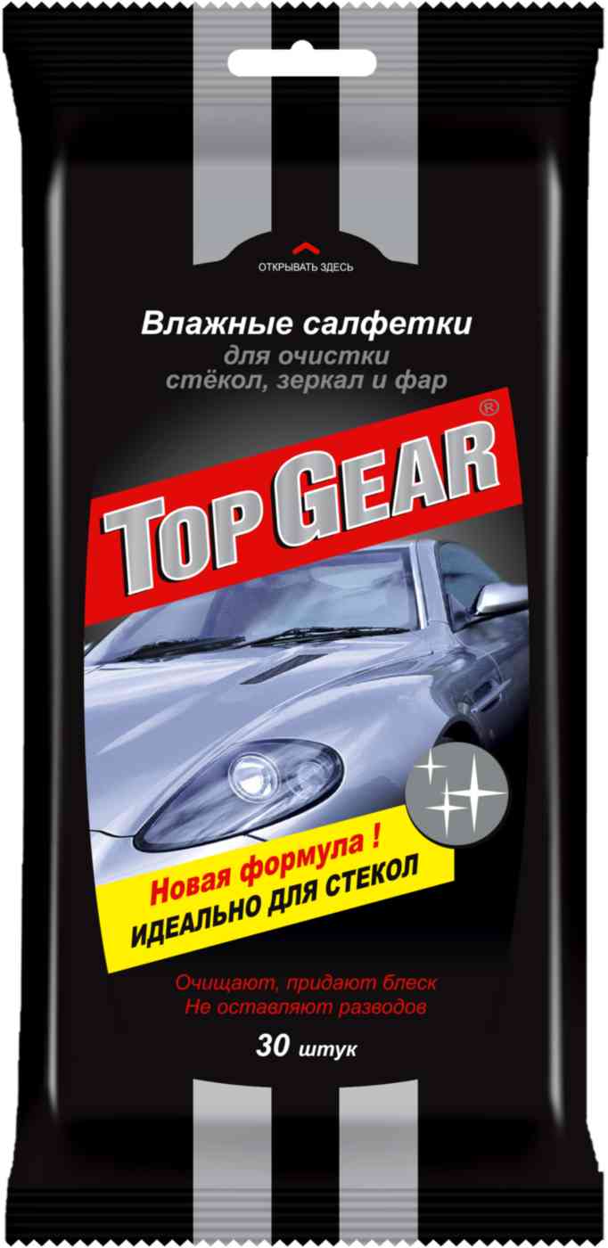 Влажные салфетки для очистки стёкол Top Gear