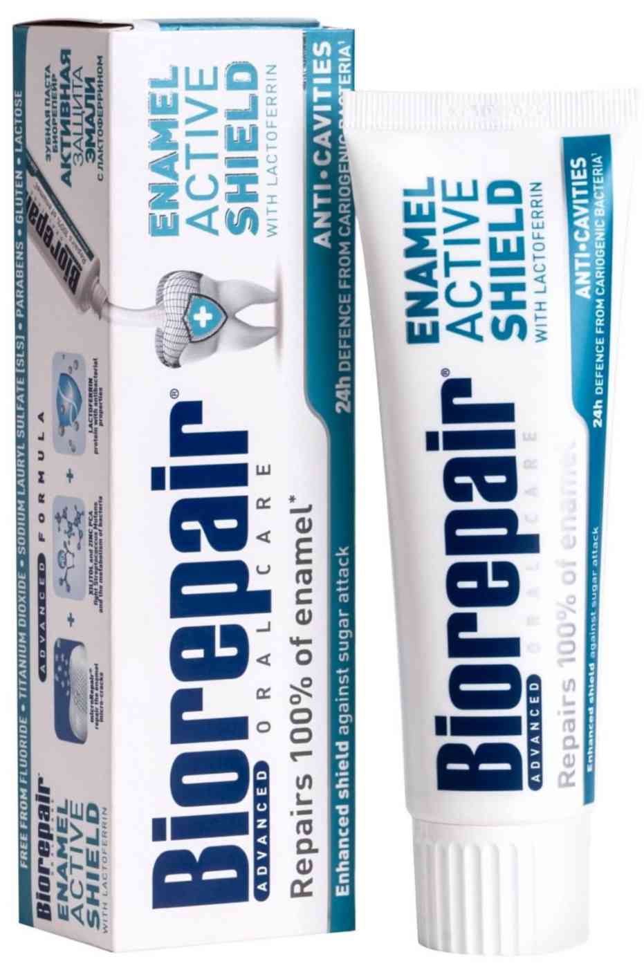 Зубная паста Biorepair Active Shield Anti-Cavities защита от кариеса