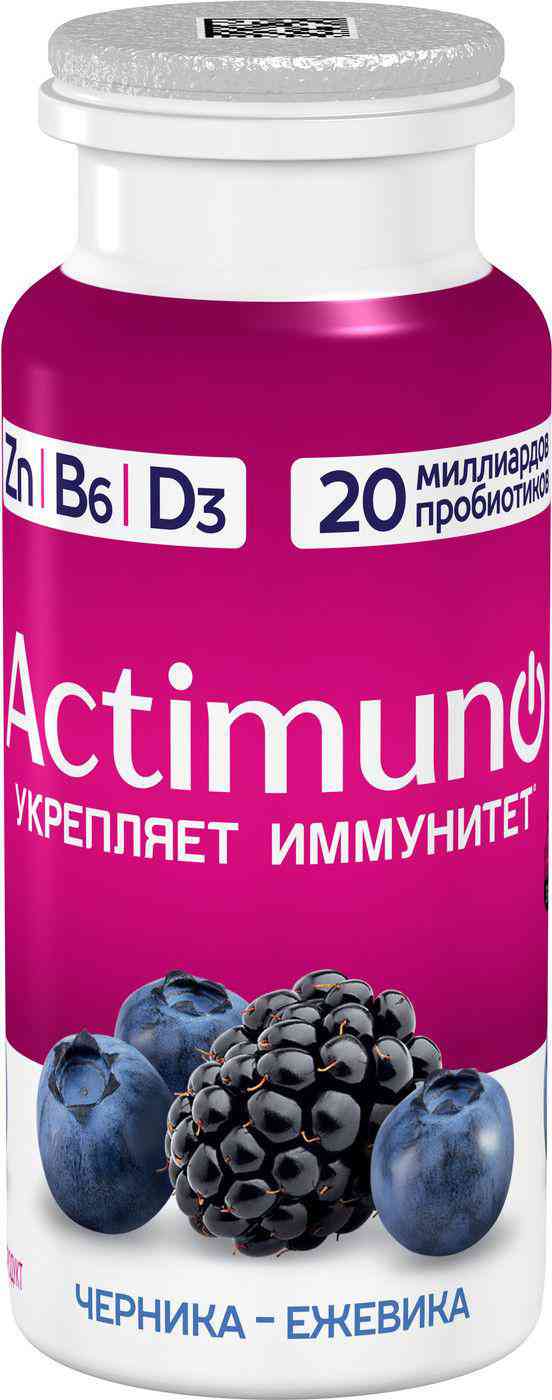 Кисломолочный напиток Actimuno с черникой и ежевикой 1,5%