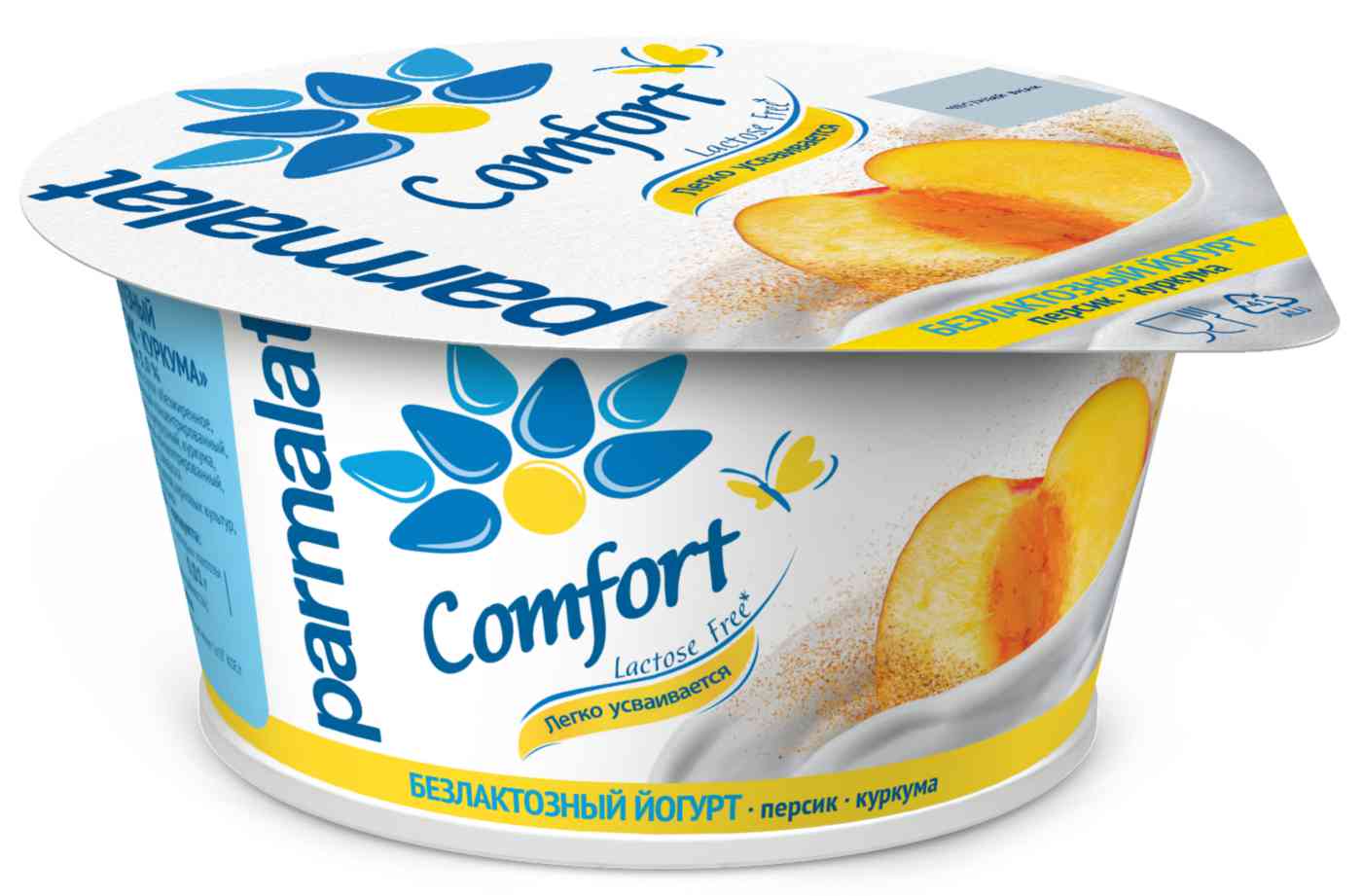 Йогурт густой Parmalat Comfort персик-куркума без лактозы 3%
