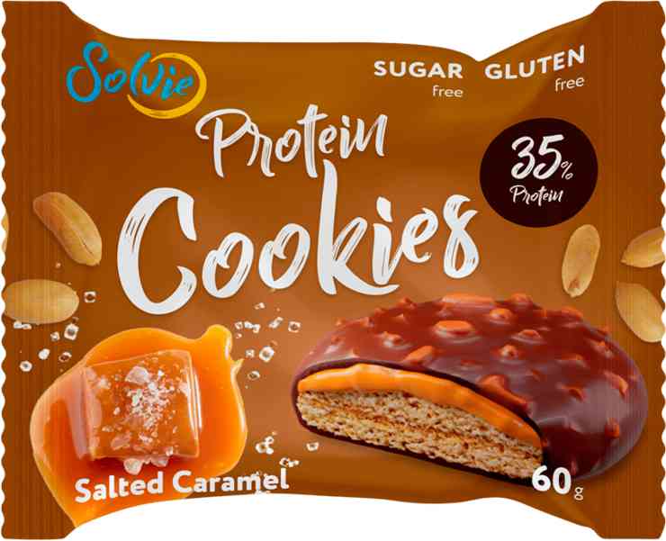 Печенье протеиновое Solvie Protein Cookies арахис-соленая карамель