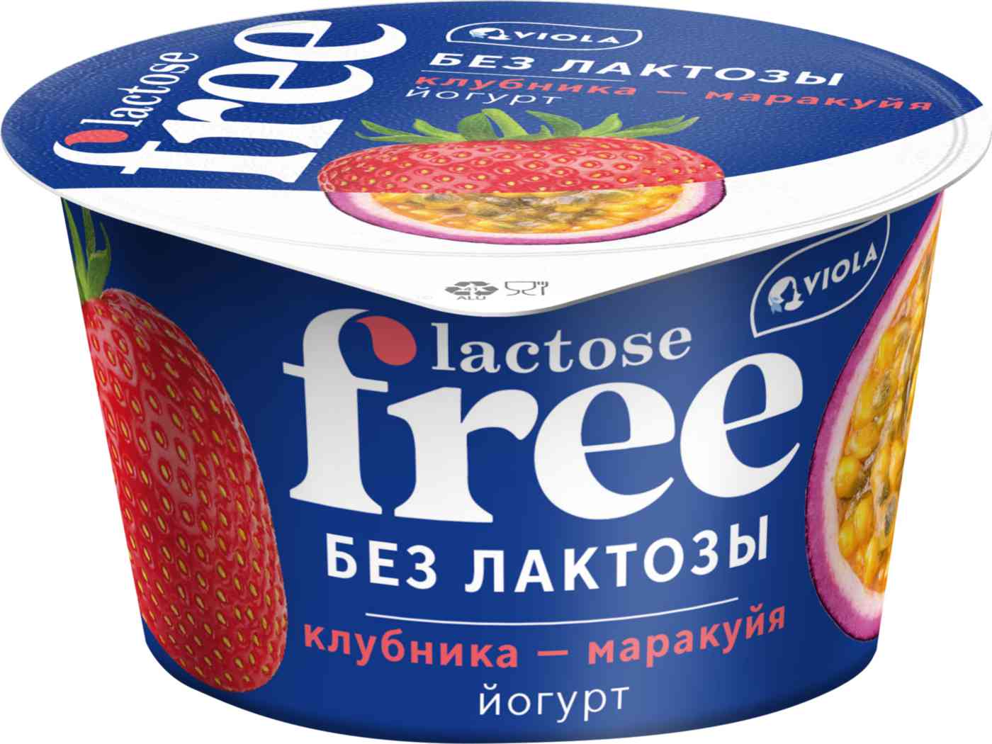 Йогурт Viola free с клубникой и маракуйей без лактозы 2,7%