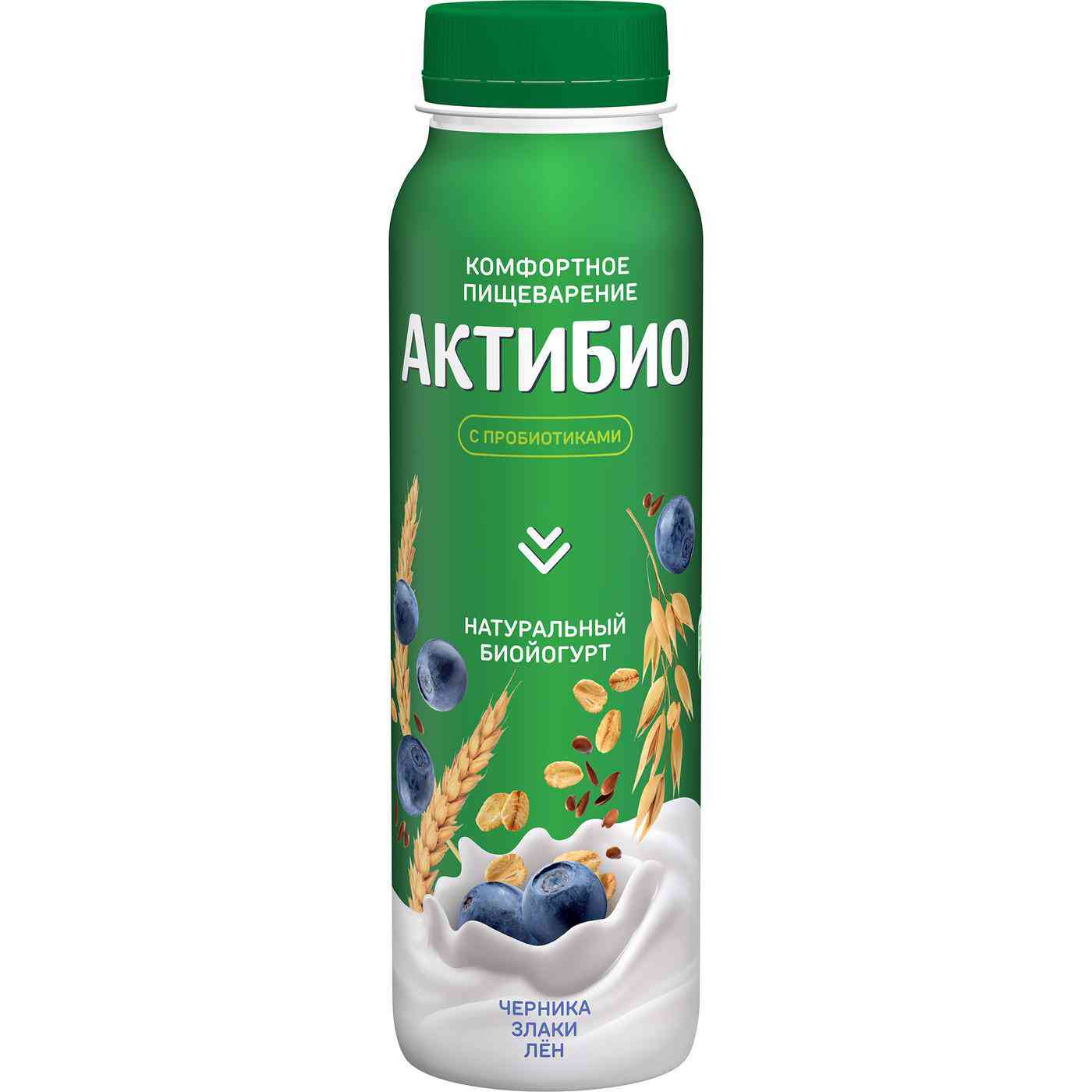 Биойогурт питьевой Актибио черника, злаки, лен 1,6%