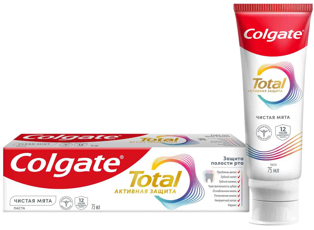 Зубная паста Colgate Total Активная защита полости рта чистая мята