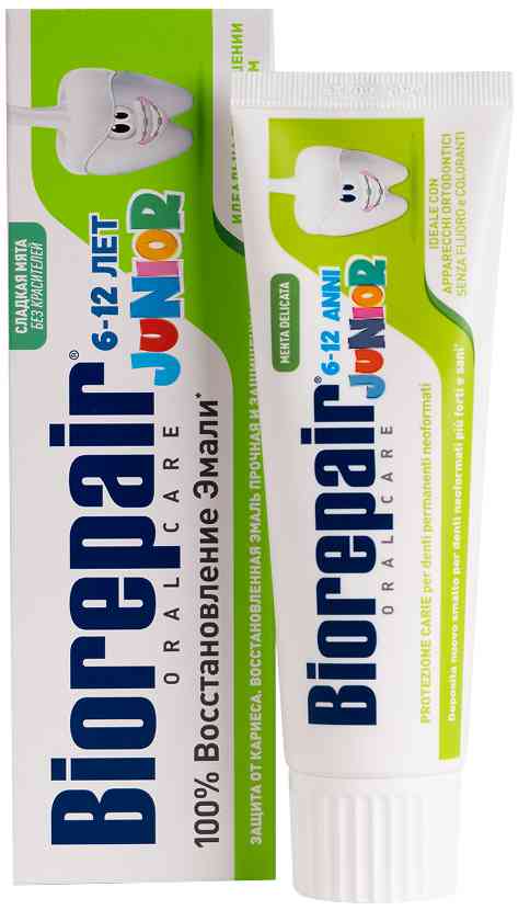 Зубная паста детская Biorepair Junior сладкая мята с 6 до 12 лет
