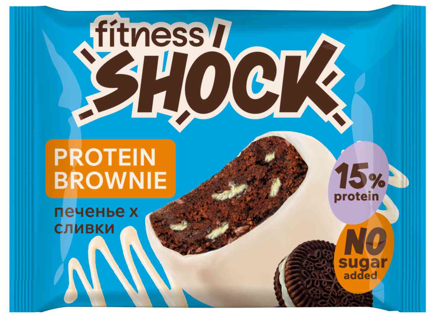 Брауни протеиновый FitnesShock печенье-белый шоколад