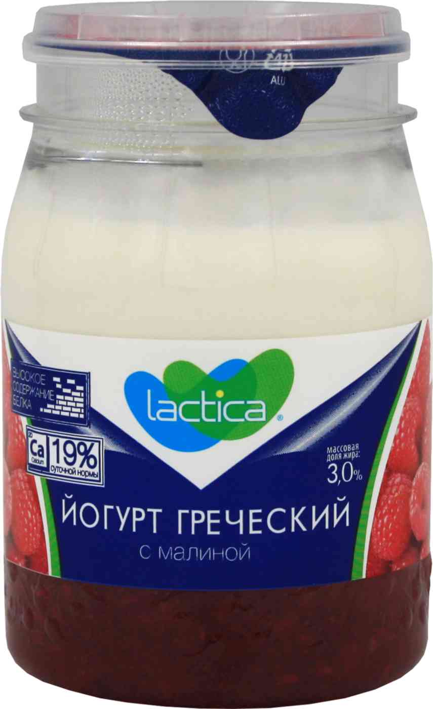 Йогурт греческий Lactica с малиной 3%