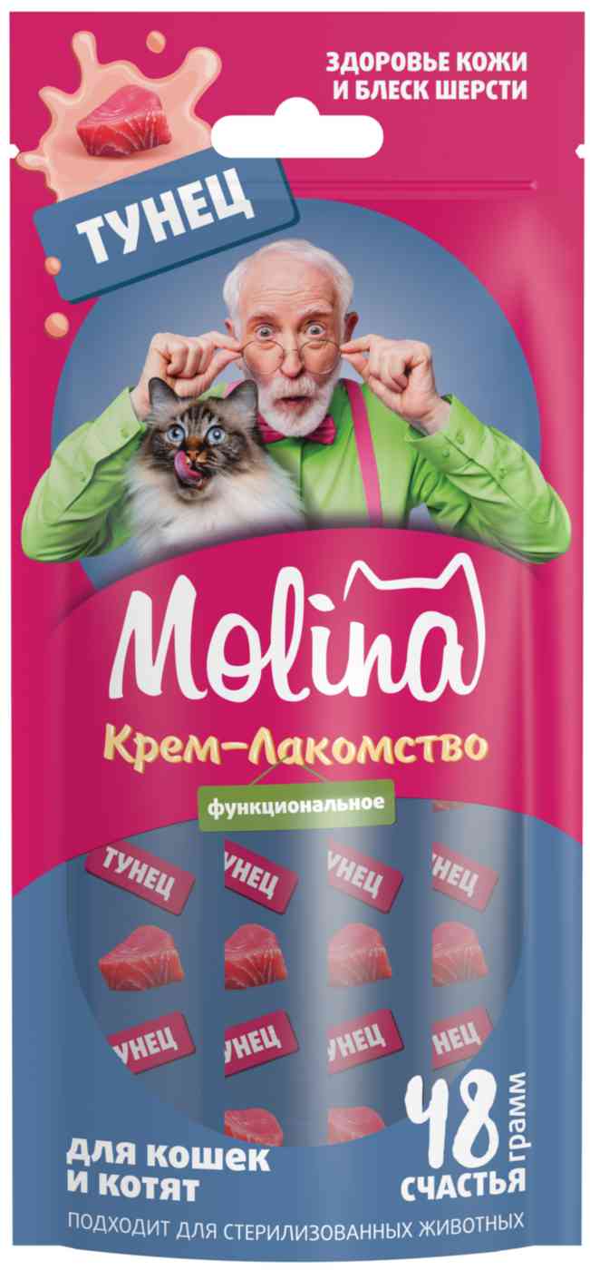 Крем-лакомство для кошек и котят функциональное Molina Тунец