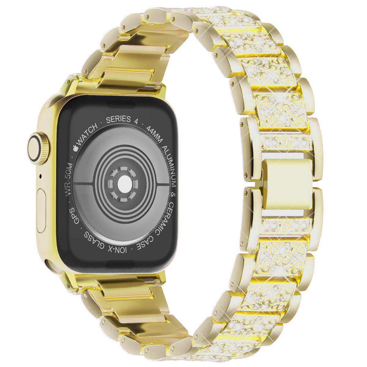 Роскошный ремешок для Apple Watch, ремешок 40 мм, 44 мм, 38 мм, 42 мм, женский ремень Correas, браслет из нержавеющей стали, браслет iWatch series 3, 4, 5, se 6 For 38mm or 40mm black Freesh
