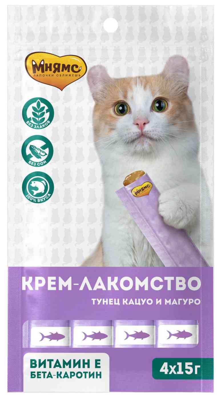 Крем-лакомство для кошек Мнямс с тунцом Кацуо и Магуро