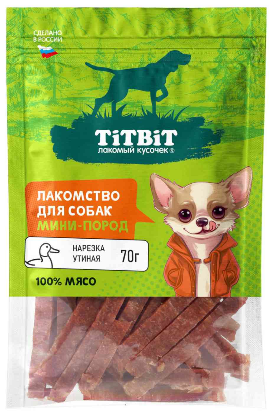 Лакомство для собак мини пород TiTBiT Нарезка утиная