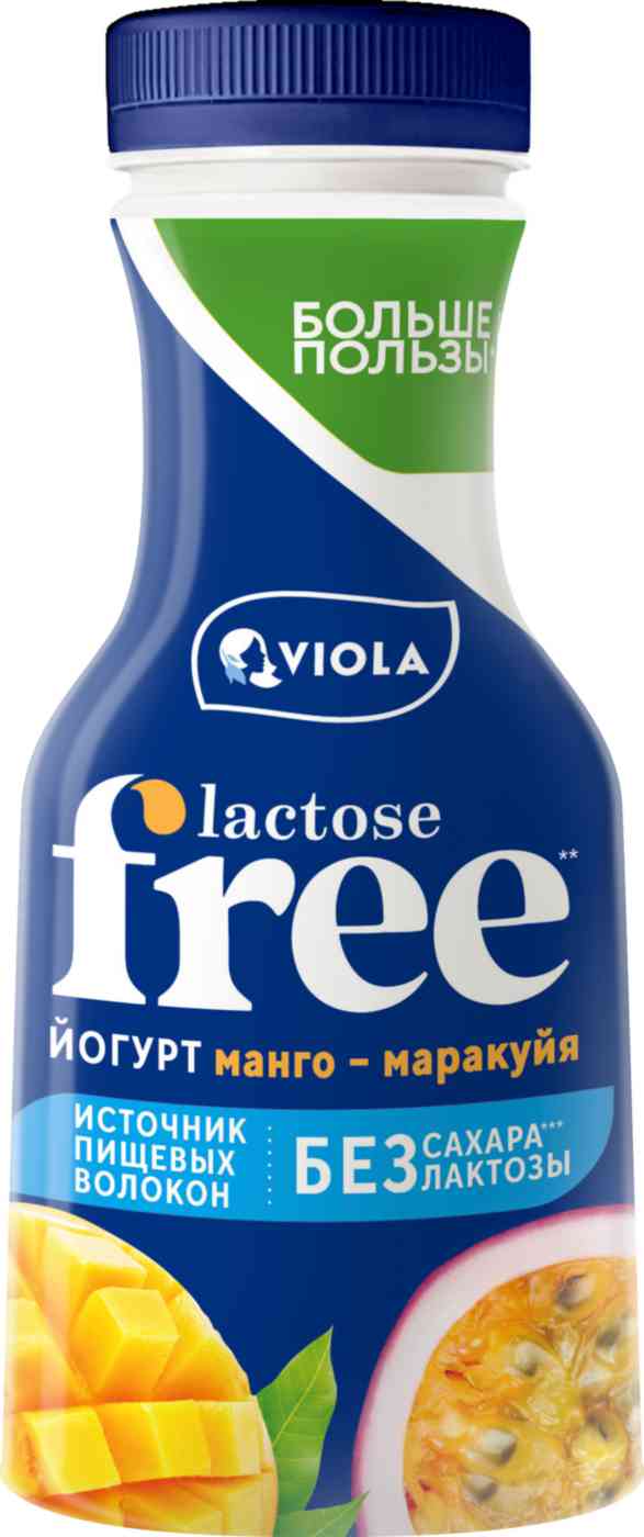 Йогурт питьевой Viola FREE Манго-Маракуйя без лактозы без сахара 1,1%