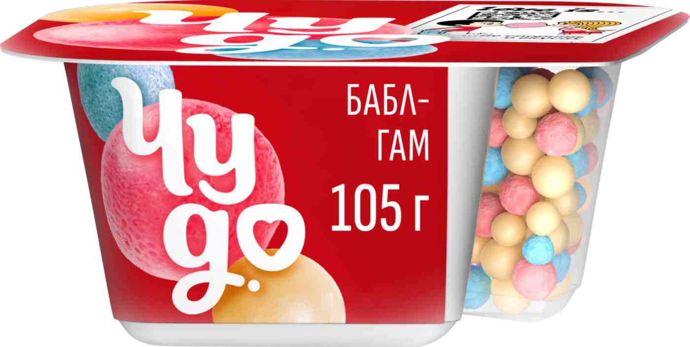 Йогурт Чудо Бабл-гам с хрустящими шариками 4%