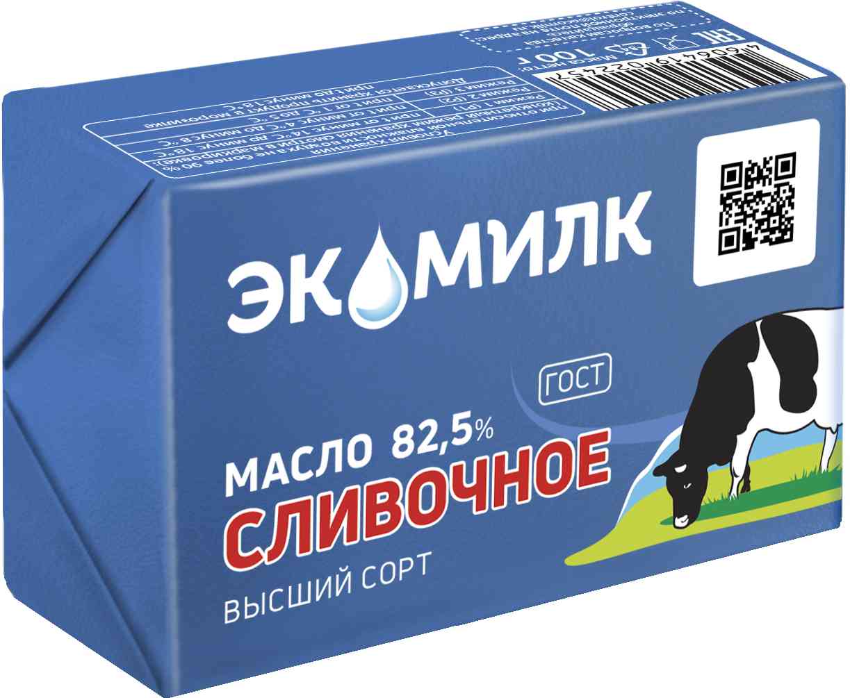 Масло сливочное Экомилк несолёное 82,5%