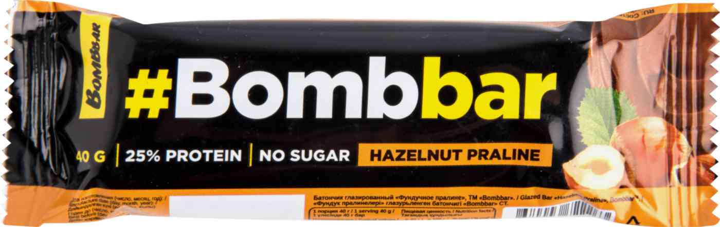 Батончик протеиновый BombBar фундучное пралине