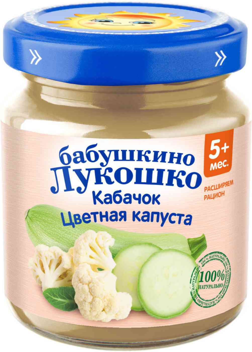 Пюре Бабушкино Лукошко Кабачок, цветная капуста, с 5 месяцев