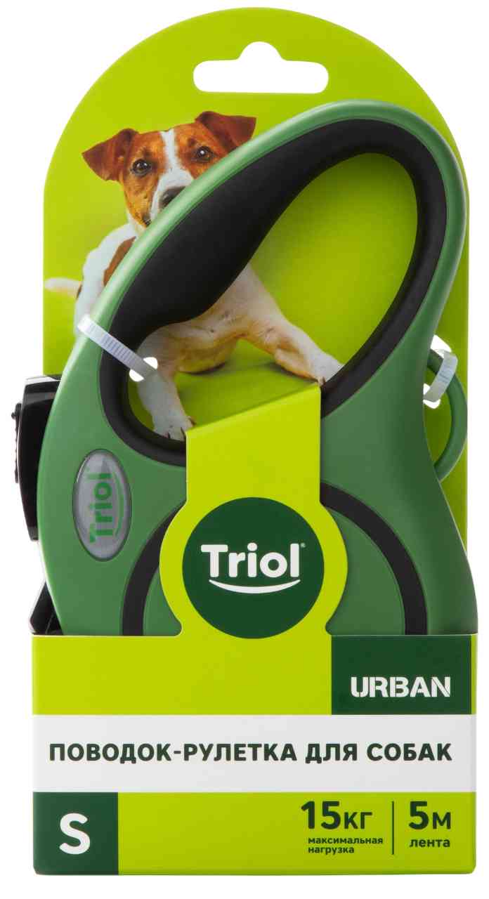 Поводок-рулетка для собак до 15 кг Triol Urban S зеленый