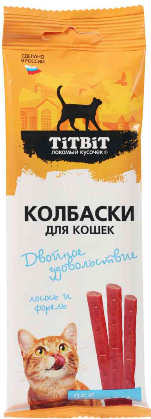 Лакомство для кошек TiTBiT Колбаски Лосось и форель