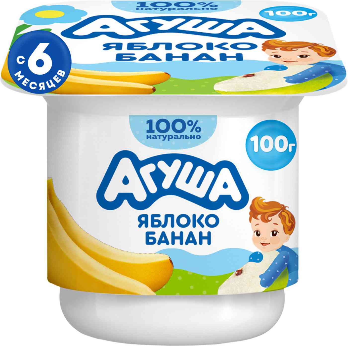 Творог детский фруктовый Агуша яблоко-банан с 6 месяцев 3,9%