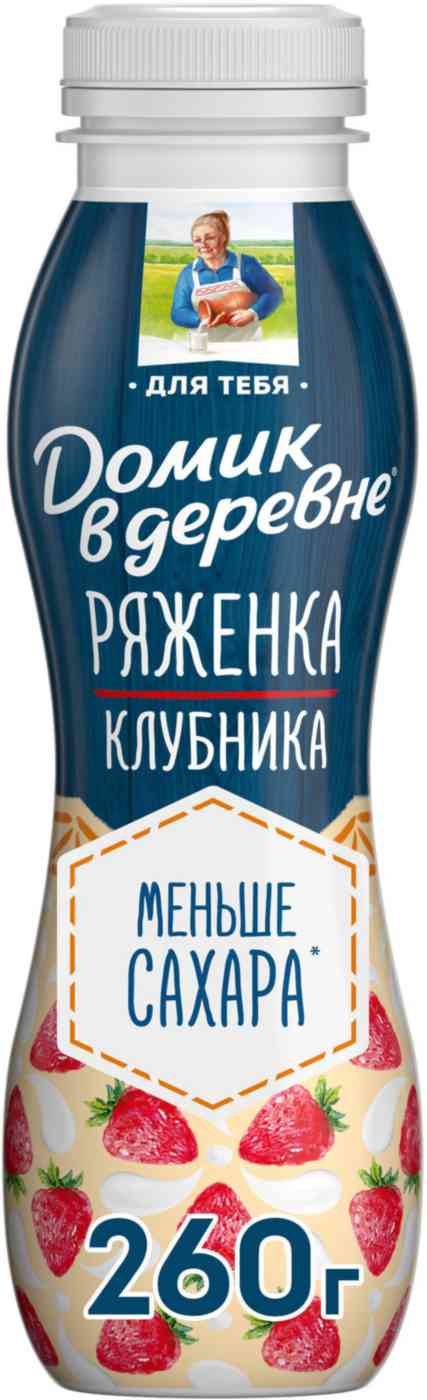 Ряженка с клубникой Домик в деревне 2,1%
