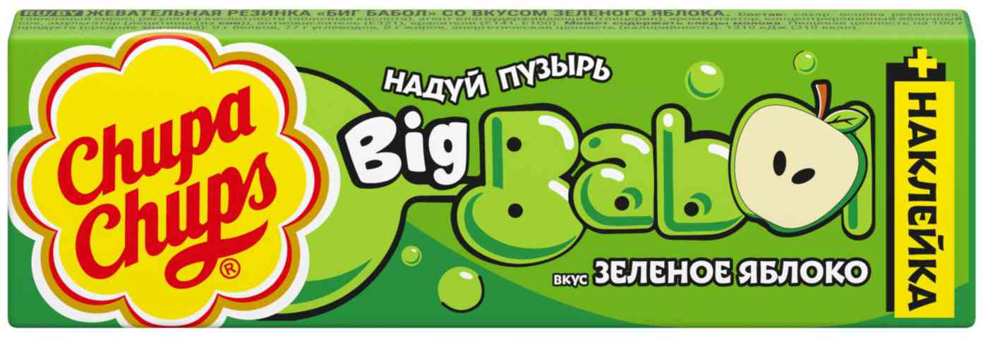 Жевательная резинка Chupa Chups Big Babol зеленое яблоко