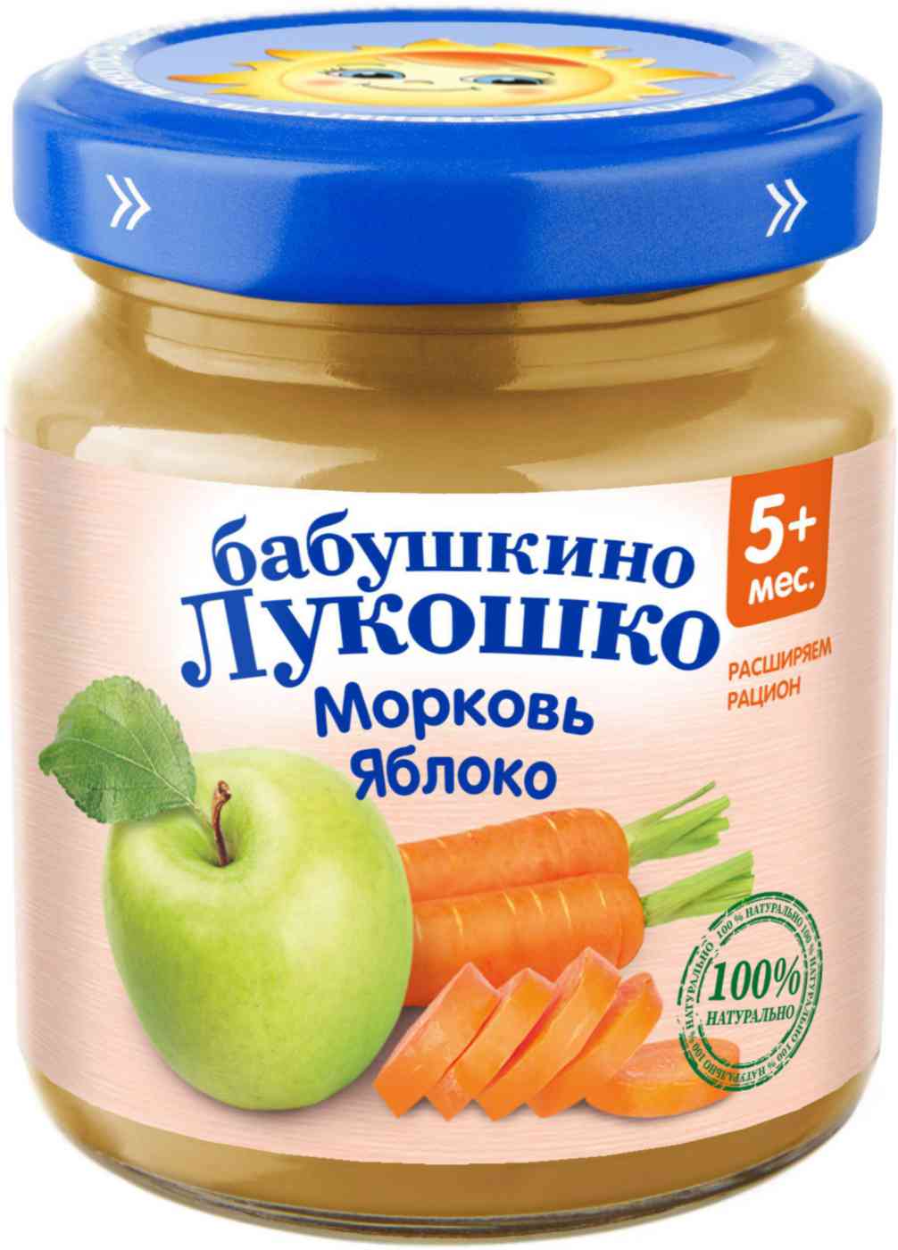 Пюре Бабушкино Лукошко Морковь, яблоко, с 5 месяцев