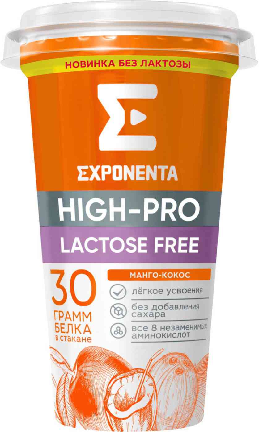 Напиток кисломолочный Exponenta High Pro безлактозный Манго-кокос 0%