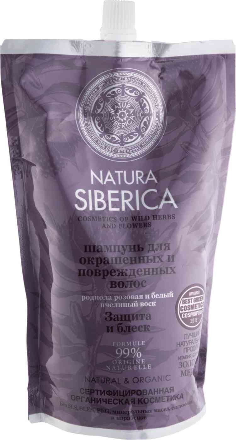 Шампунь для окрашенных и повреждённых волос Natura Siberica Защита и блеск Родиола розовая и белый пчелиный воск