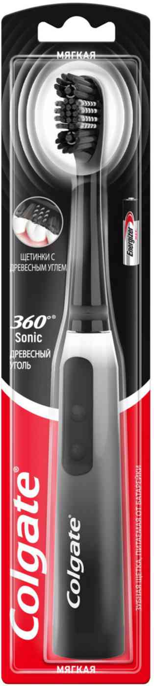 Электрическая зубная щетка Colgate 360º Sonic Древесный уголь на батарейке